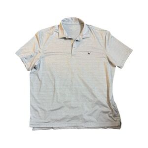 Vineyard Vines Light Blue and Yellow‎  Striped Polo Shirt XL Golf